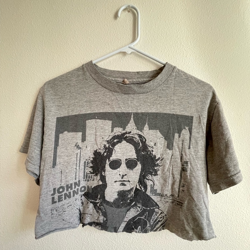 Cropped Graphic Tee with John Lennon